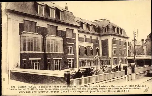 Ak Berck Plage Pas de Calais, Sanatorium