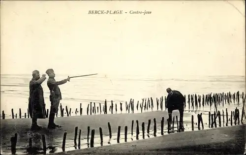 Ak Berck Plage Pas de Calais, Contre jour