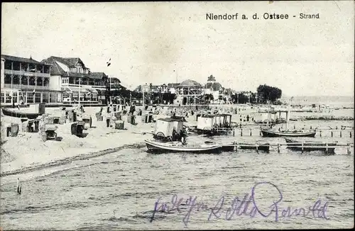 Ak Niendorf Timmendorfer Strand, Strand, Strandkörbe