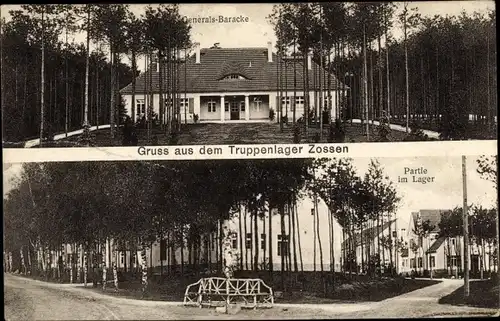 Ak Zossen in Brandenburg, Truppenlager, Generalsbaracke, Partie im Lager