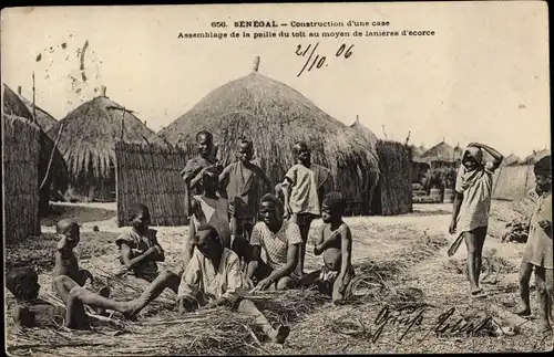Ak Senegal, Construction d'une case, Afrikaner, Hausbau