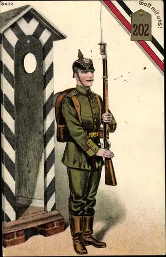 Ak Regiment Nr. 202, Gott mit uns, Wachsoldat