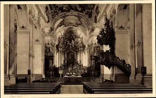 Ak Amorbach in Unterfranken, Abteikirche, Hochaltar von der Orgel aus