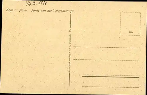 Künstler Ak Lohr im Spessart Unterfranken, Partie von der Vorstadtstrasse