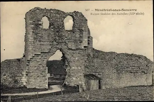 Ak Ménétréol sous Sancerre Cher, Ruines feodales des Aubelles