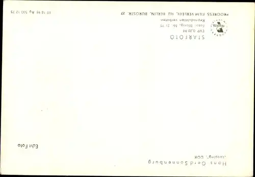 Ak Schauspieler Hans Gerd Sonnenburg, Portrait, Looping