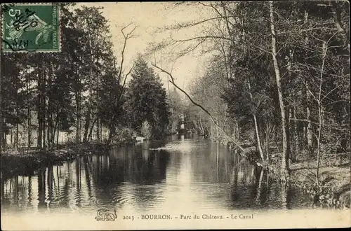 Ak Bourron Marlotte Seine et Marne, Pare du Chateau, le Canal