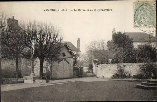Ak Josnes Loir et Cher, Le Calvaire et le Presbytere