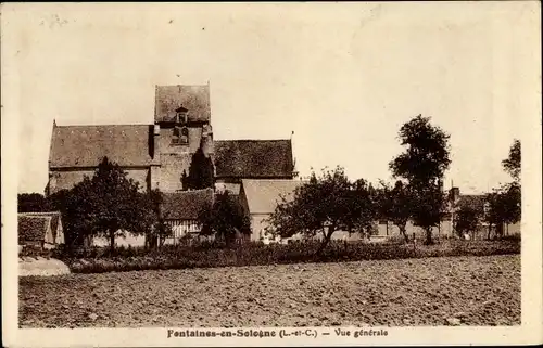 Ak Fontaines en Sologne Loir et Cher, Vue générale