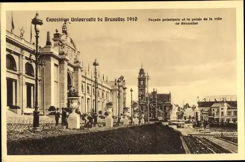 Ak Bruxelles Brüssel, Exposition Universelle 1910, Facade Principale, Palais  de la Ville