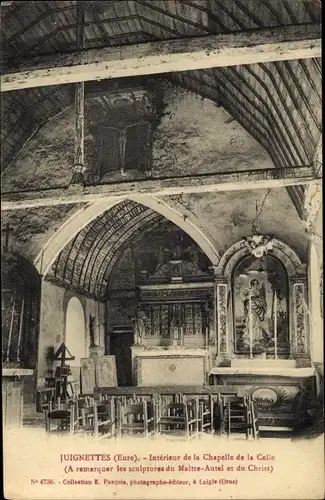 Ak Juignettes Eure, Interieur de la Chapelle de la Celle