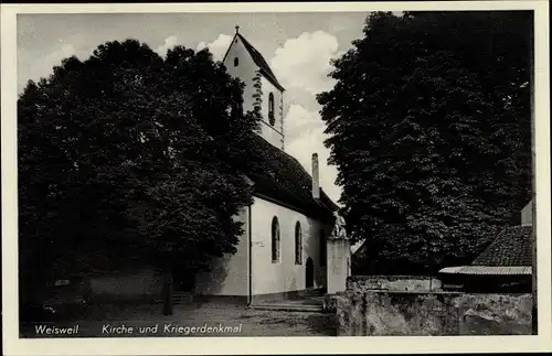 Ak Weisweil Baden Württemberg, Kirche und Kriegerdenkmal