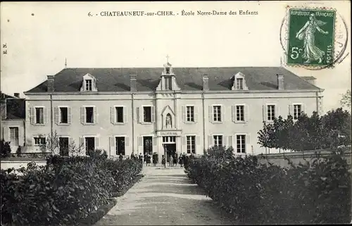 Ak Chateauneuf sur Cher, Ecole Notre Dame des Enfants