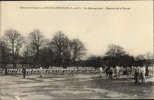 Ak Lamotte Beuvron Loir et Cher, Le Gymnastique, exercice de la Pompe