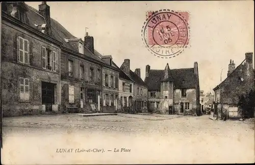 Ak Lunay Loir et Cher, La Place, Platz