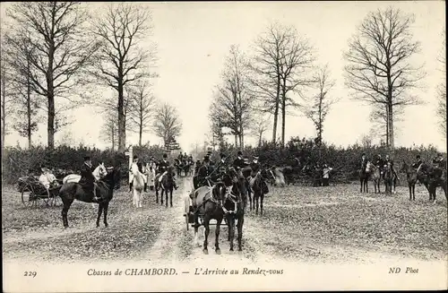 Ak Chambord Loir et Cher, L'Arrivee au Rendez vous, Jagdszene