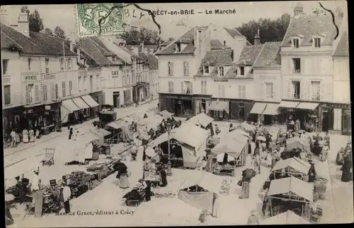 Ak Crecy en Brie Seine et Marne, Le Marche