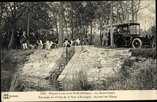 Ak Orleans Loiret, Chasse à courre en Foret,la Saint Hubert,Equipage du Prince de la Tour d'Auvergne