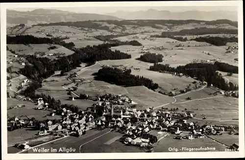 Ak Weiler Simmerberg im Allgäu, Panorama Fliegeraufnahme