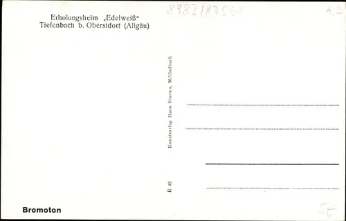 Ak Tiefenbach Oberstdorf im Oberallgäu, Erholungsheim Edelweiß