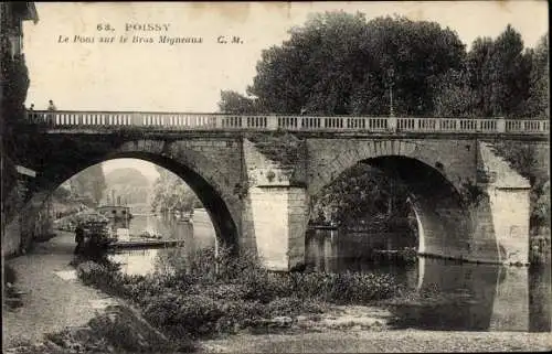 Ak Poissy Yvelines, Le Pont sur le Bras Migneaux