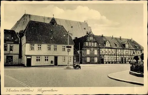 Ak Verden an der Aller, Lugenstein, Gasthaus, Fachwerkhaus
