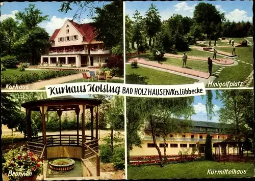 Ak Holzhausen Preußisch Oldendorf in Nordrhein Westfalen, Kurhaus Holsing, Minigolfplatz, Brunnen