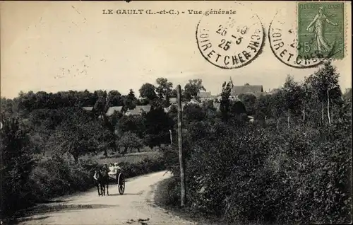 Ak Le Gault Loir et Cher, Vue générale, Blick auf den Ort, Kutsche