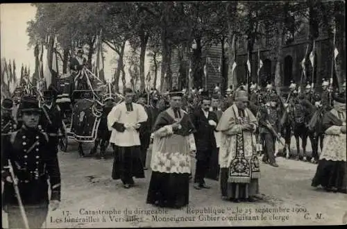 Ak Versailles Yvelines, Catastrophe du Dirigeable Republique, le 25 Septembre 1909, Les funerailles