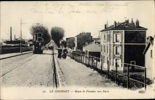 Ak Le Bourget Seine Saint Denis, Route de Flandre vers Paris