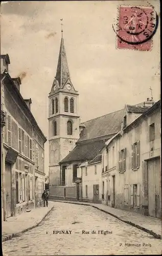 Ak Epinay sur Seine Seine Saint Denis, Rue de l'Eglise