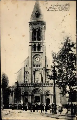 Ak Saint Ouen Seine Saint Denis, L'Eglise Notre Dame du Rosaire, Avenue des Batignolles