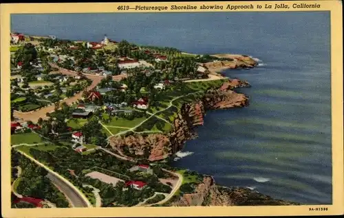 Ak La Jolla Kalifornien USA, bird's eye view of the shoreline, partial view of the quarter