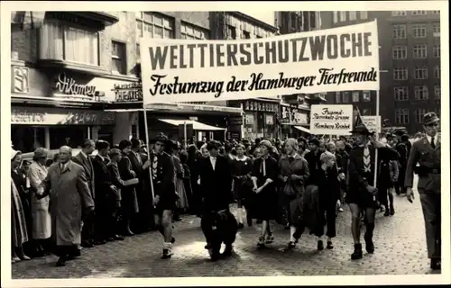 Foto Ak Hamburg, Welttierschutzwoche, Festumzug der Hamburger Tierfreunde, Jugendgruppe Reinbek