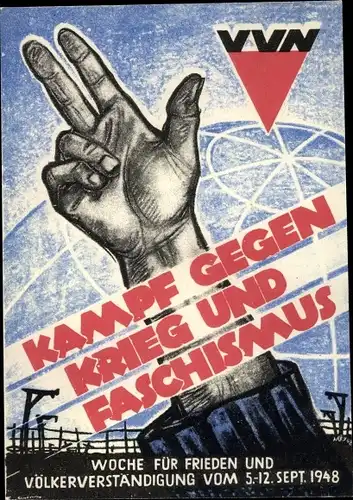 Künstler Ak Kampf gegen Krieg und Faschismus, Woche für Frieden und Völkerverständigung 1948, VVN