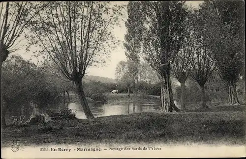 Ak Marmagne Cher, Paysage des Bords de l'Yevre