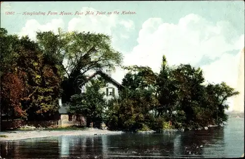 Ak Coxsackie New York USA, Four Mile Point on the Hudson River, Houghtaling Farm House