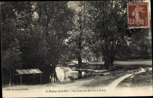 Ak Esbly Seine et Marne, un coin de Marne, rivage