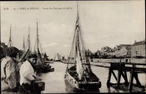 Ak Port en Bessin Calvados, Sortie des Barques de peche