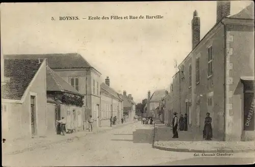 Ak Boynes Loiret, Ecole des Filles et Rue de Barville