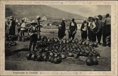 Ak Skopje Mazedonien, Topfmarkt, Verkäufer, Händler, I. WK