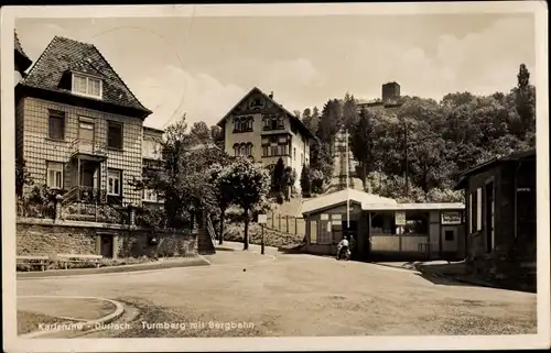 Ak Durlach Karlsruhe Baden Württemberg, Turmberg mit Bergbahn