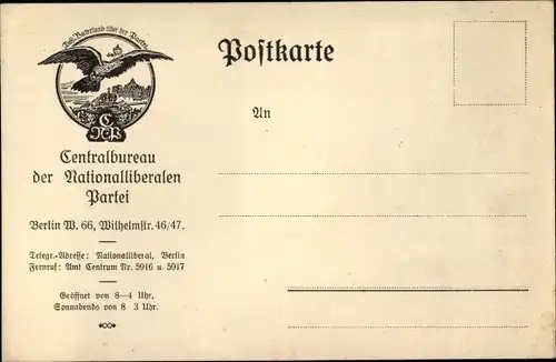 Ak Berlin Mitte, Nationalliberale Partei, Wilhelmstraße 46