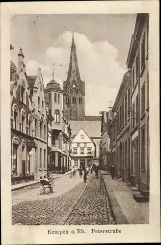 Ak Kempen am Niederrhein, Peterstraße, Kirchturm