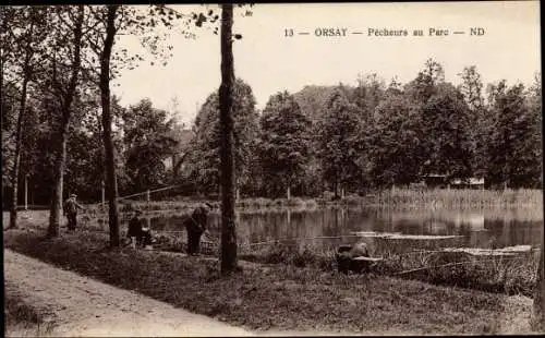 Ak Orsay Essonne, Pecheurs au Parc