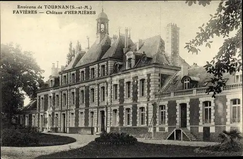 Ak Tournan-en-Brie Seine et Marne, Favières, Château d'Hermières, vue générale