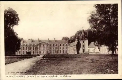 Ak Fleury en Bière Seine et Marne, Chateau, facade principale