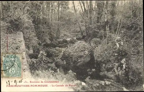 Ak Faremoutiers Seine et Marne, Pommeuse, La Cascade du Poncet