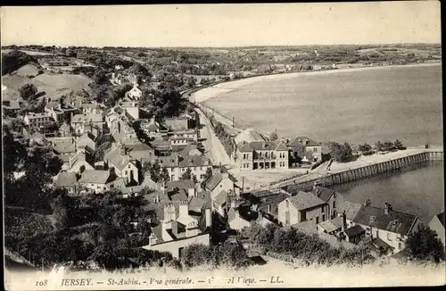 Ak Saint Aubin Kanalinsel Jersey, Vue generale, General View