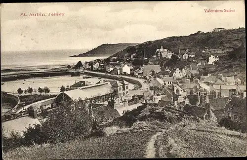 Ak Saint Aubin Kanalinsel Jersey, Panorama vom Ort